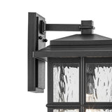 Kichler Beacon Square 17.25" 1-Light Outdoor Wall Light with Clear Hammered Glass in Textured Black, for Exterior Doors, Garage, Porch, or Patio (17.25" x 9.5"), 49831BKT