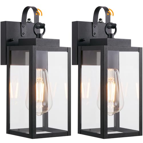 2 Pack 13" Dusk to Dawn Porch Light, Outdoor Wall Light with Clear Glass