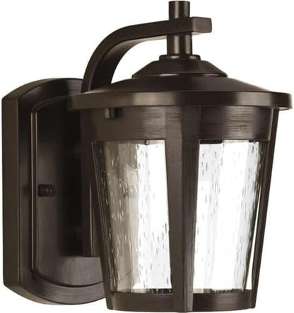 Progress Lighting East Haven LED Collection 1-Light Clear Seeded Glass Transitional Outdoor Small Wall Lantern Light Antique Bronze