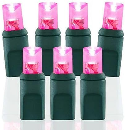 Pro Christmas LED Christmas Lights – 70 Count Wide Angle Conical String Lights – Professional Grade Indoor/Outdoor Commercial Holiday Light Set for Trees, Bushes, & Décor – Pink