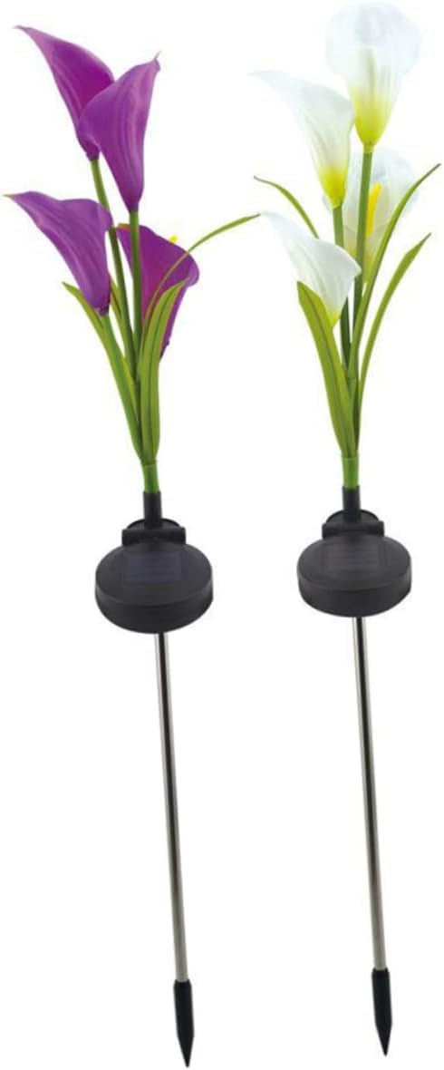 Milisten 2pcs Solar Garden Lights Led Flower Outdoor Landscape Lamp for Driveway Pathway Solar Lights