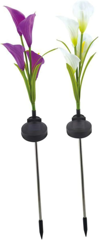 Milisten 2pcs Solar Garden Lights Led Flower Outdoor Landscape Lamp for Driveway Pathway Solar Lights