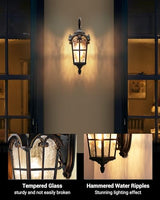 DEWENWILS 17.7" Outdoor Wall Lights, Black Roman Waterproof Porch Lantern