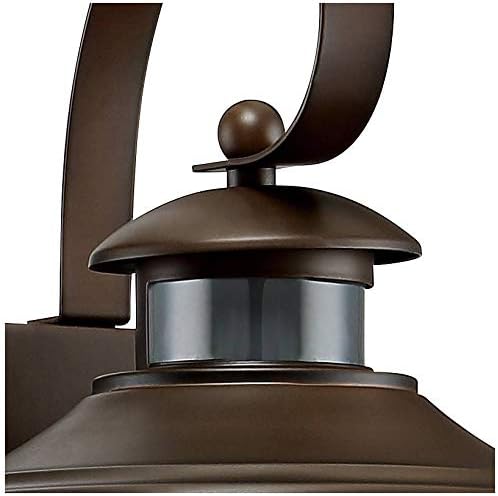 John Timberland Hogan Vintage Outdoor Wall Light Fixture Oil Rubbed Bronze 14" Seedy Glass Dusk to Dawn Motion | Lumora