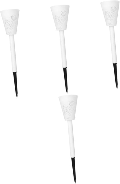 DOITOOL 4pcs Garden Solar Stake Lamp Outdoor Solar Light Hollow for Pathway Courtyard and Patio Decor Warm Atmosphere Lighting