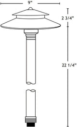 VOLT Stratum Black Brass Two-Tier Path & Area Light (9" Shade, 25" Tall) for Low Voltage Landscape Lighting on | Lumora