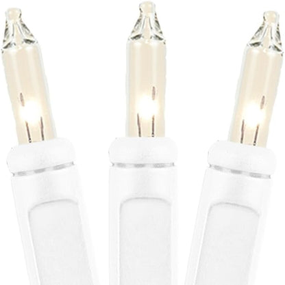 Novelty Lights 34 Feet 100 Bulb Incandescent Mini Light String, Clear with 4-Inch Spacing on White Wire, UL Listed Commercial Grade Indoor/Outdoor Mini Lights, Connectable End-to-End