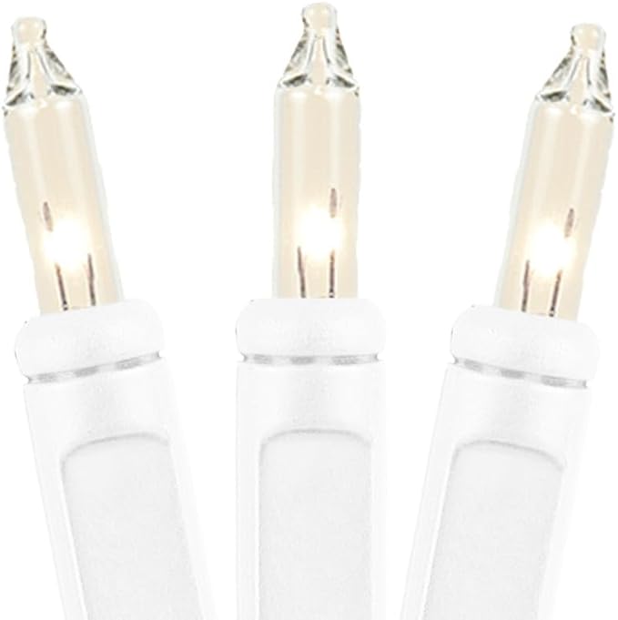 Novelty Lights 22 Feet 100 Bulb Incandescent Mini Light String, Clear with 2.5-Inch Spacing on White Wire, UL | Lumora