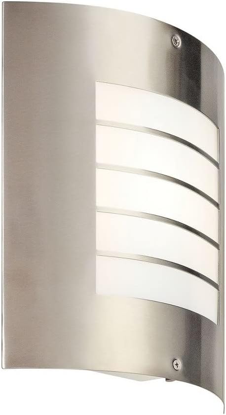 Kichler Newport 10.25" 1 Light Outdoor Wall Light with White Acrylic Diffuser in Brushed Nickel | Lumora