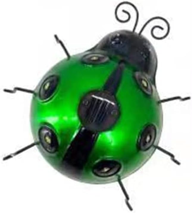 Solar Outdoor Garden Light with Solar Lamp Ladybug Garden Decoration Metal Waterproof LED Garden Light, Garden Statue Lawn Ornament for Outdoor Garden Walkway Decoration (Green)