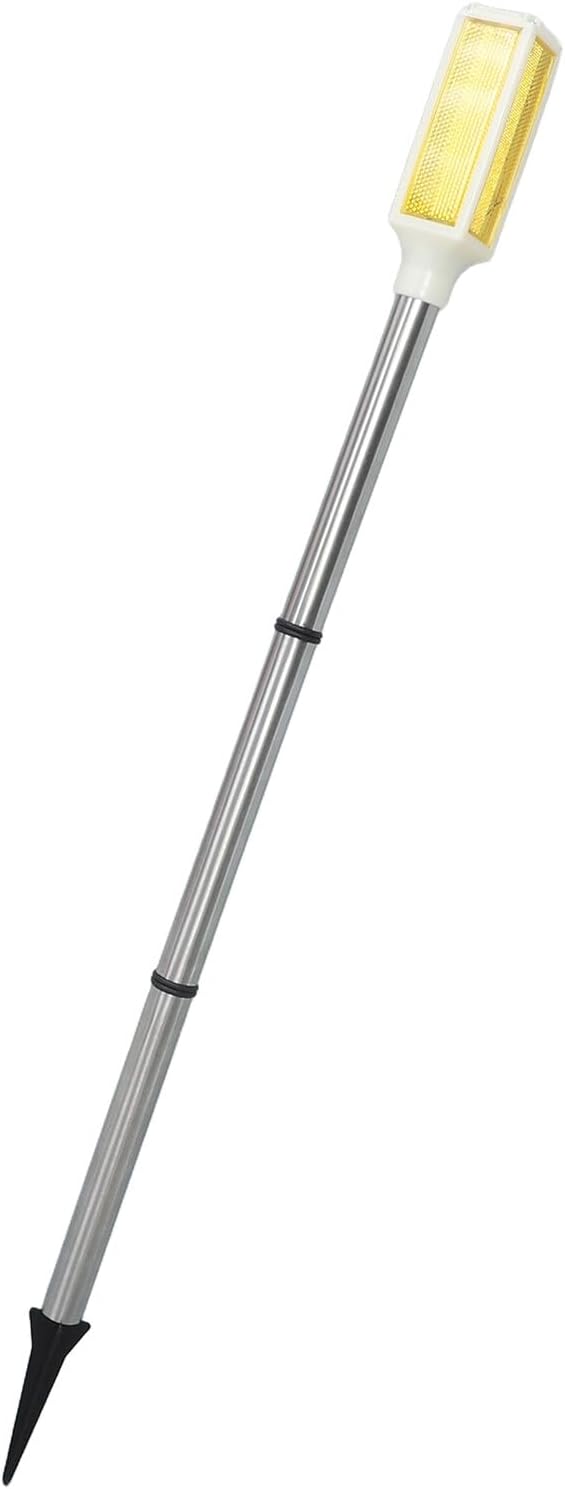 DOITOOL Solar Stake Lamp for Yard Outdoor Solar Pathway Lights Yellow Lawn LED Warning Light for Garden Landscape