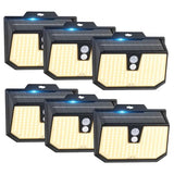 Brightever Solar Lights Outdoor, 6-Pack Motion Sensor Security Lights with 3 Lighting Modes, IP65 Waterproof Solar Powered Wall Lights for Fence, Deck, Patio, Step, Warm White