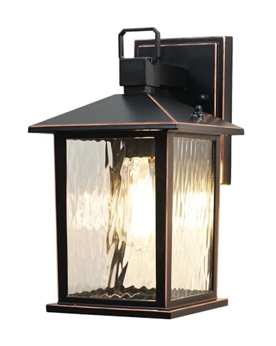 Oil-Rubbed Bronze Outdoor Wall Light, 12'' Porch Light Aluminum