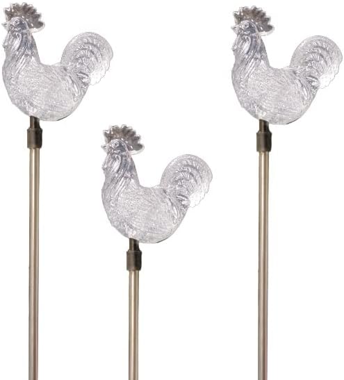 Starry Illuminate 3 PCS Solar Color Changing Style Garden Stake Light Pathway Stake Light (Rooster)