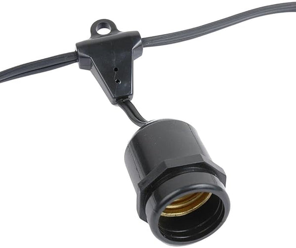 Novelty Lights 100 Feet Heavy Duty Light String with 50 Suspended E26 Sockets, Black - Outdoor Security Flood Light | Lumora