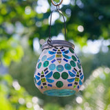 Starsoul Mosaic Solar Lanterns Outdoor Waterproof, Bee Decor Hanging Mosaic Glass Solar Lantern Decorative for Garden Outside Pathway