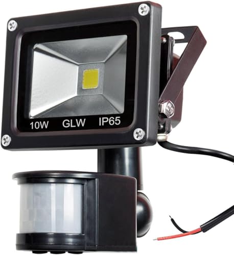 10W Motion Sensor Flood Light Daylight White Light 80W Halogen Bulb Equivalent[NO Plug]