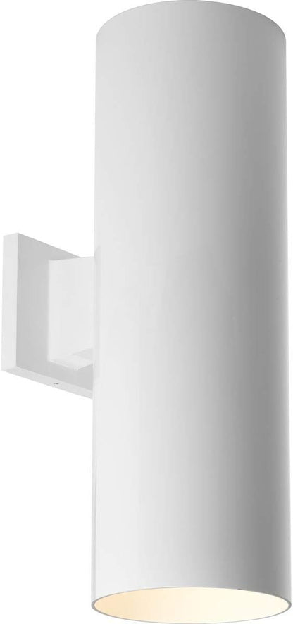 Progress Lighting 6-Inch Cylinder Outdoor Wall Sconce, 2-Light Modern Wall Mount Up and Down Lights, Interior and Exterior Lighting for Home or Porch, Aluminum Construction, White (P5642-30)