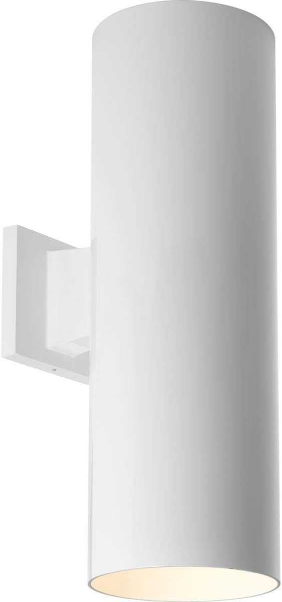 Progress Lighting 6-Inch Cylinder Outdoor Wall Sconce, 2-Light Modern Wall Mount Up and Down Lights, Interior and Exterior Lighting for Home or Porch, Aluminum Construction, White (P5642-30)