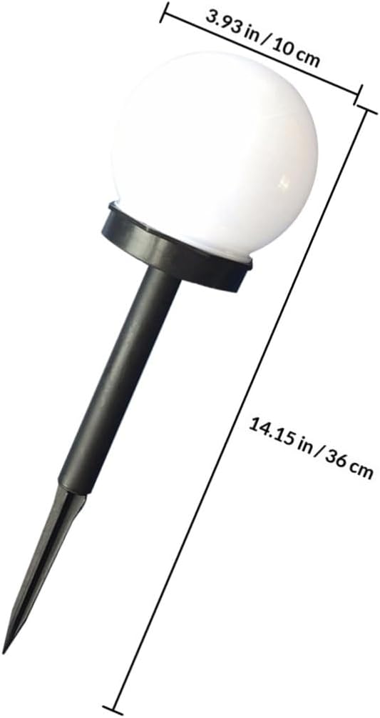 4pcs Solar Path Lights Outdoor White Light Round Ball Shape with Ground Stake for Garden Yard Pathway