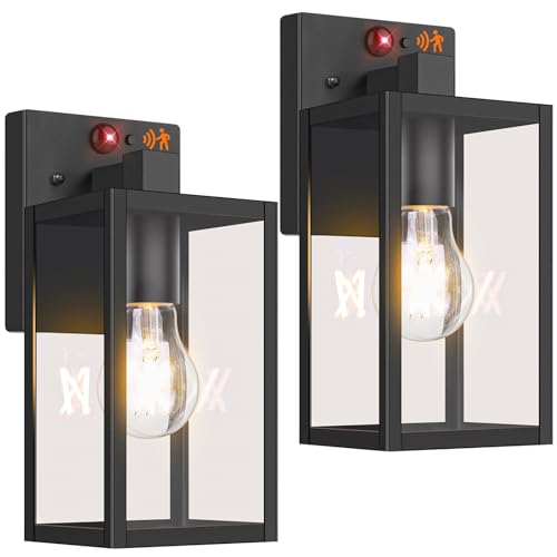 BesLowe 2-Pack 10.6” Upgraded Motion Sensor Outdoor Wall Lights, Black