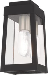 Livex Lighting 20851-91 Oslo - 9.5" One Light Outdoor Wall Lantern, Brushed Nickel Finish with Clear Glass,Silver | Lumora