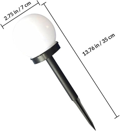 4pcs Solar Lawn Pathway Lights Warm White Crackle Globe Solar Sphere Garden LED Outdoor Landscape Lighting with White Ball Design