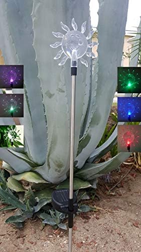 Set of 1 Solar Garden Stake Lights with Color Changing LED or Regular White LED Landscape Path Lights (1 Piece) (Sun)