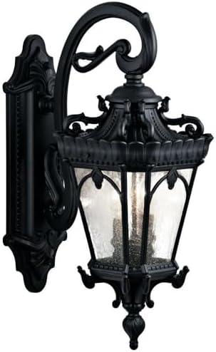 Kichler Tournai 24" 2 Light Outdoor Wall Light with Clear Seeded Glass in Textured Black