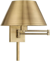 Livex Lighting 40030-01 25" One Light Swing Arm Wall Mount, Antique Brass Finish with Satin Brass Metal Shade | Lumora