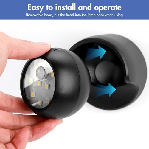 Motion Sensor Outdoor Lights - Outdoor Motion Sensor Light Battery Operated Wireless Spotlight Motion Detector Security Light Auto On Off for Sheltered Porch Stair Hallway Garage Wall Shed (4 Pack)