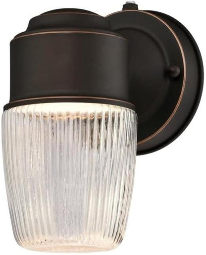 Westinghouse 6106900 One-Light LED Outdoor Wall Fixture with Dusk to Dawn Sensor, Oil Rubbed Bronze Finish with Clear Ribbed Glass , Oil-rubbed Bronze