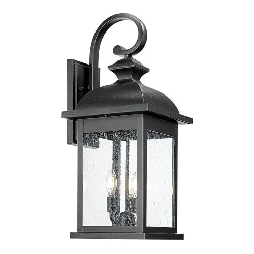 FEMILA 26" Outdoor Wall Light, Large Exterior Wall Light Fixtures, 3 Light Outdoor Wall Lantern Porch Lights for Entryway, Patio, Garage, Doorway, Matte Black Finish, E12 Base, 4FD54B-L BK