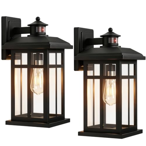 Brilvibera 2-Pack 16" Large Black Outdoor Wall Light