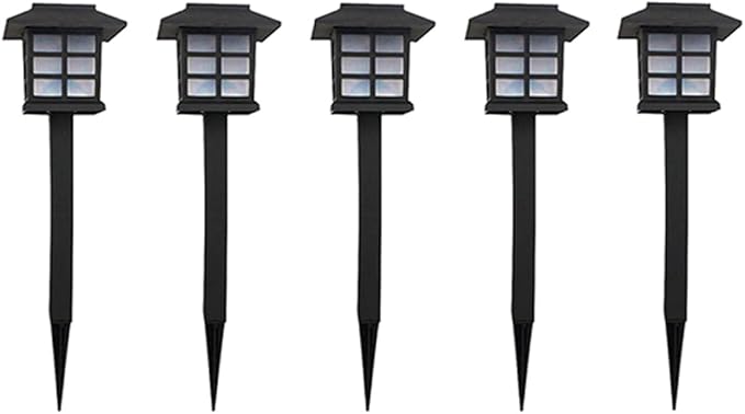 Homoyoyo 5pcs Solar Led Ground Lamp Outdoor Solar Lights for Pathway Garden Walkway Driveway Warm Light