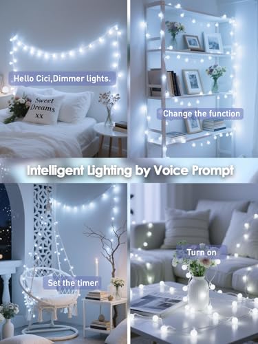 Connectable 43FT 100LED Globe String Lights Indoor, Smart Christmas Lights