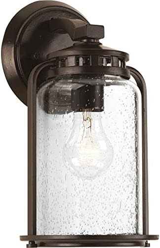 Progress Lighting Botta Collection 1-Light Clear Seeded Glass Farmhouse Outdoor Small Wall Lantern Light Antique | Lumora