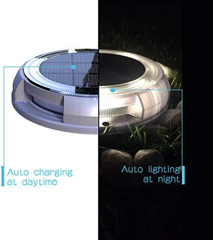 eLEDing Solar 4-Pack White Deco Garden Lights – Waterproof Solar LED Outdoor Landscape Lights for Pool, Porch, Patio, Pathway & Poolside (No Wiring Needed)