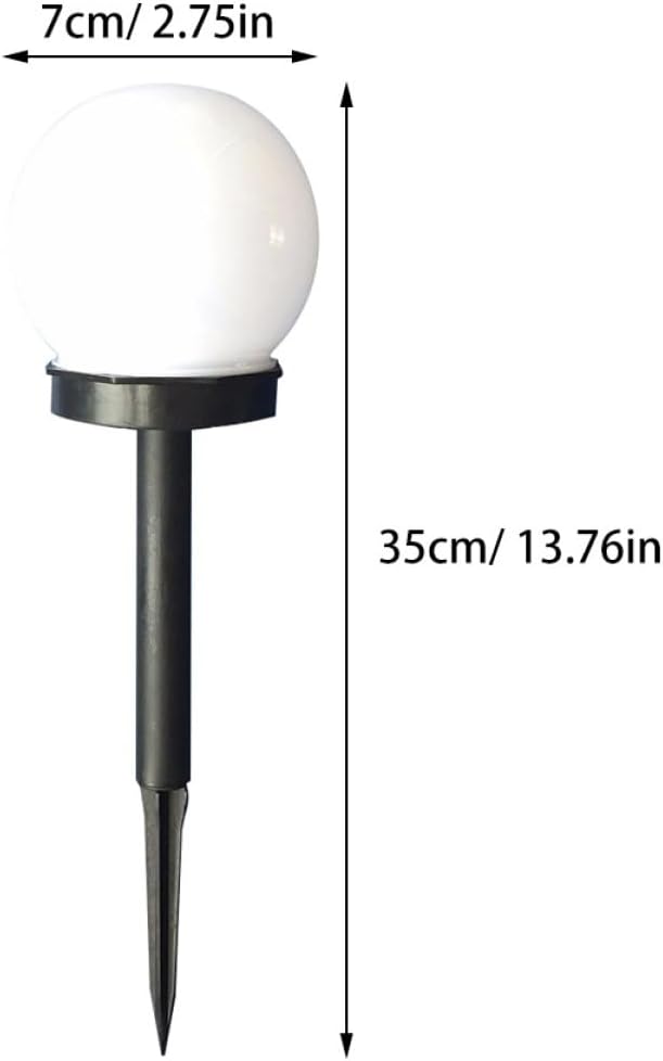 4PCS Solar Ball Shaped LED Garden Lights Waterproof Outdoor Solar Pathway Lights White Round Plug-in Lawn Lamps for Garden Decoration