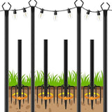 AHRLHR 4 Pack String Light Poles,Poles for Outdoor String lights10 Ft Metal Poles with Fork for Outdoor String Lights,Outdoor Light Poles with Fork,Patio,Deck,Backyard