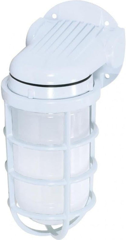 Nuvo Lighting SF76/615 Industrial Style Small Heavy Duty Aluminum Durable Outdoor Wall Mount Porch and Patio Light with Frosted Glass, White