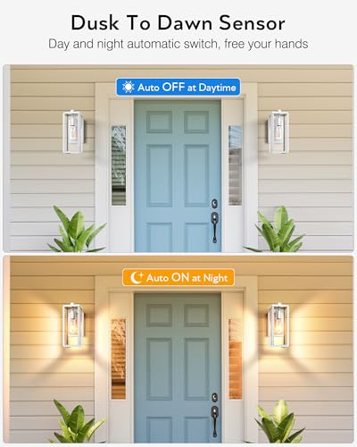 VIANIS White Outdoor Lighting Fixtures, Dusk to Dawn Outdoor Lighting, Exterior Light Fixture Wall Mount for House, Anti-Rust Aluminium Porch Lights Outdoor for Patio, Entryway