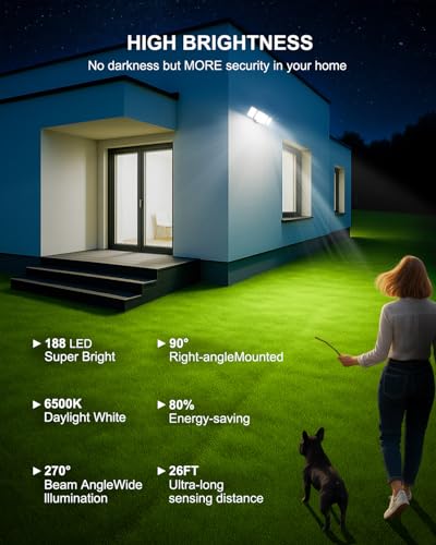 Motion Sensor Outdoor Lights with Remote, 4200LM LED Security Light, Black