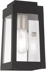 Livex Lighting 20851-91 Oslo - 9.5" One Light Outdoor Wall Lantern, Brushed Nickel Finish with Clear Glass,Silver | Lumora