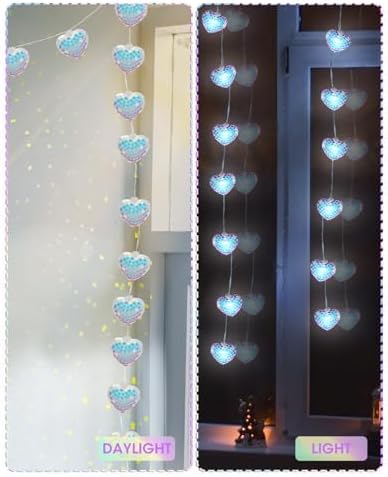 20 LED Disco Ball Mirror LED Party String Light Christmas Lanterns for Holiday Wall Window Tree Decorations Indoor Outdoor Patio Party Yard Garden Kids Bedroom Living Dorm (Ocean Love Blue, 20-LED)