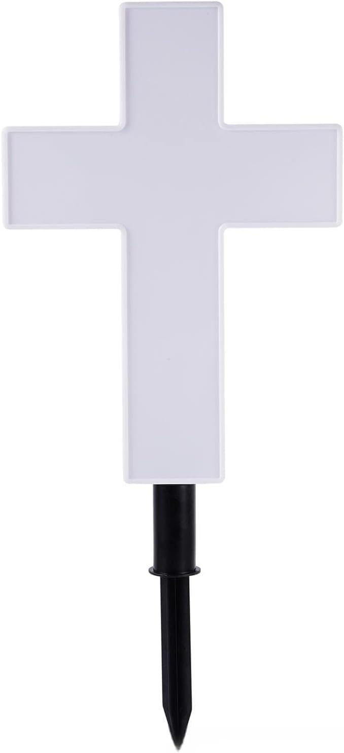 Ragyzity Solar Cross Garden Stake Outdoor Lights, Solar Cross for Cemetery, Solar Powered Cross Lights Stake, LED Jesus Cross Light Decoration Garden Cross Marker for Yards, Gardens, Patio