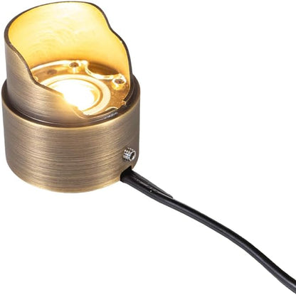 VOLT 12V 3.5W 2700K Warm White IP67 Watertight 330 Lumen Solid Brass BuddyPro Plus LED Puck Light (Shielded) for Deck, Step or Hardscape Outdoor Lighting
