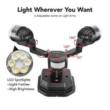 OREiN Motion Sensor Outdoor Security Lights, Dual-Head Adjustable LED Flood Lights, 3 Modes (Motion/Manual/Dusk to Dawn), 150W Equivalent, 5000K, IP65 Waterproof, Hardwired, Black (2 Pack)