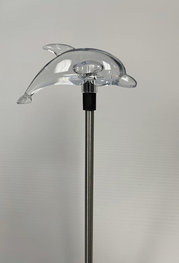 Set of 2 Clear Acrylic Dolphin Solar Garden Yard Landscape Path Stick LED Lights