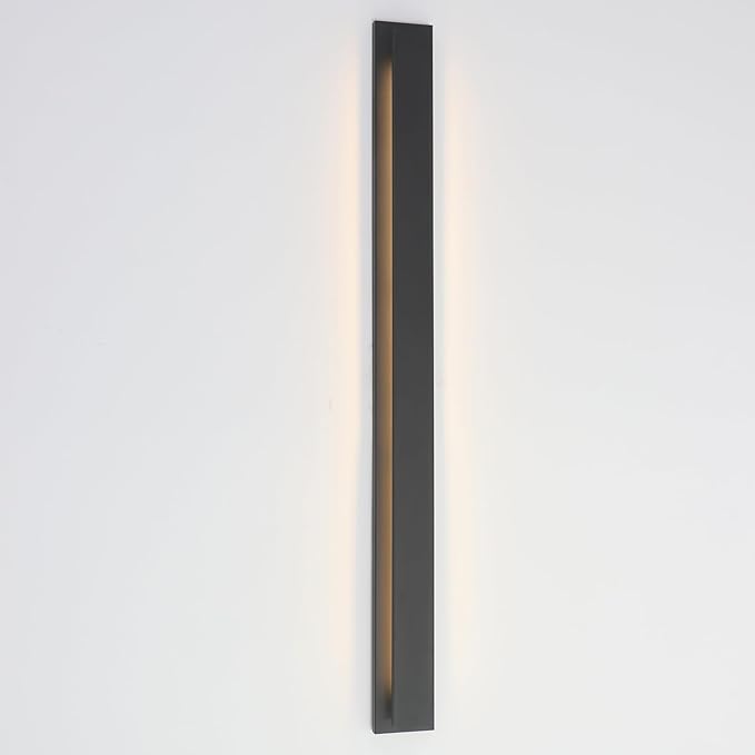50 Inch Long Outdoor Waterproof Modern LED Wall Sconces, Indoor Black Wall Mount Fixtures,3000K Warm Light Rectangular Wall Light for Front Door, Stairway, Living Room,Porch Light